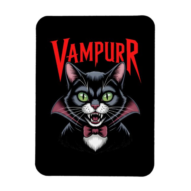 Magnet Flexible Éffrayant Funny Vampurr Vampire chat Halloween (Vertical)