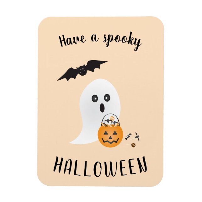 Magnet Flexible Éffrayant Halloween Ghost Trick Ou Traiter Orange (Vertical)