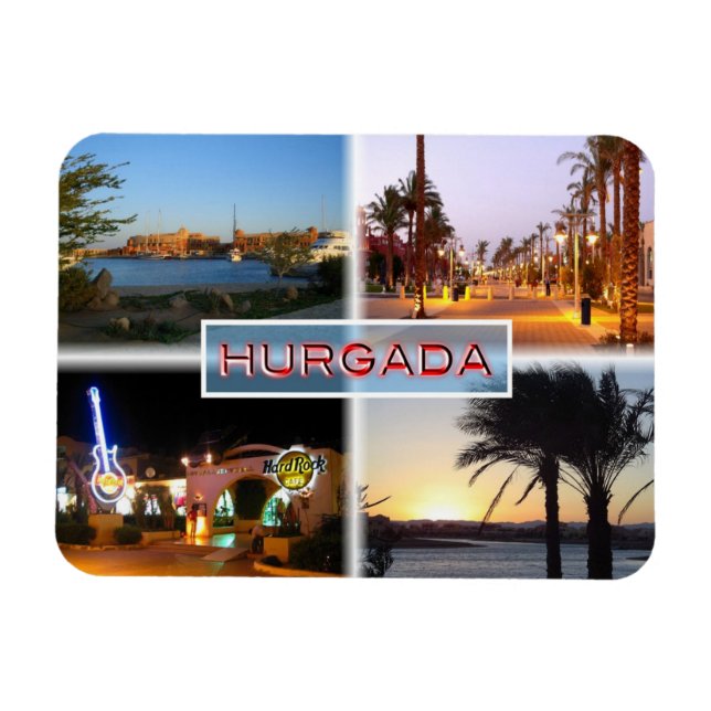 Magnet Flexible EG Égypte - Hurghada par nuit - Mer Rouge - El Gun (Horizontal)
