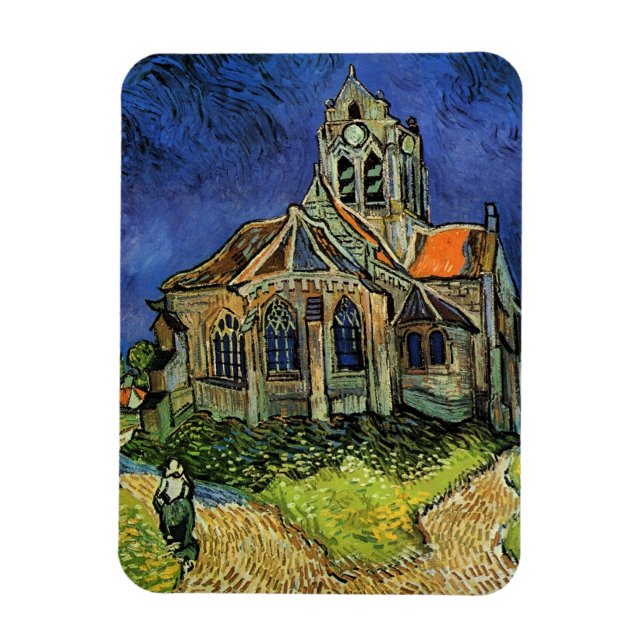Magnet Flexible Eglise d'Auvers par Vincent van Gogh (Vertical)