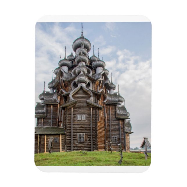 Magnet Flexible Église en bois ornée, Russie (Vertical)