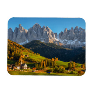 Magnet Flexible Église et village avec paysage de montagnes