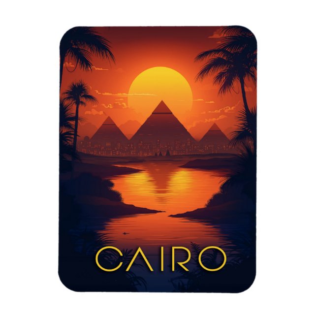Magnet Flexible Égypte Coucher de soleil : Pyramides et rivière du (Vertical)