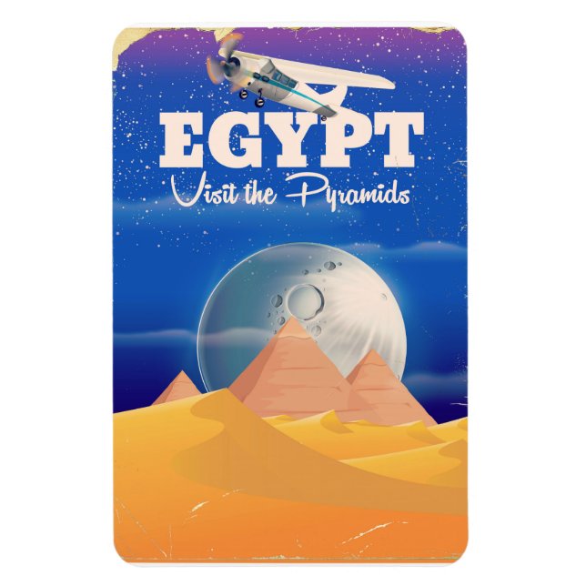 Magnet Flexible Égypte - Visitez l'affiche de voyage Pyramids Vint (Vertical)