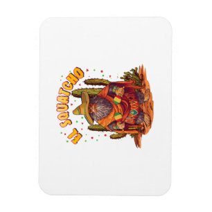 Magnet Flexible El Squatcho Bigfoot avec Maraca, Sombrero et Ponc