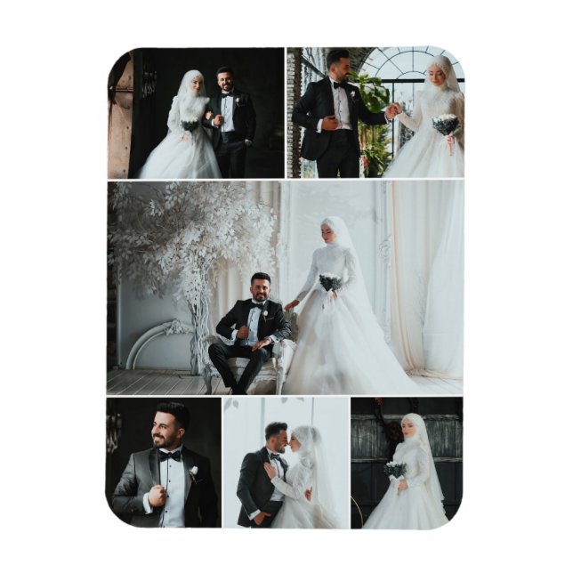 Magnet Flexible Elegant 6 Mariage photo Collage Keepsaké (Vertical)