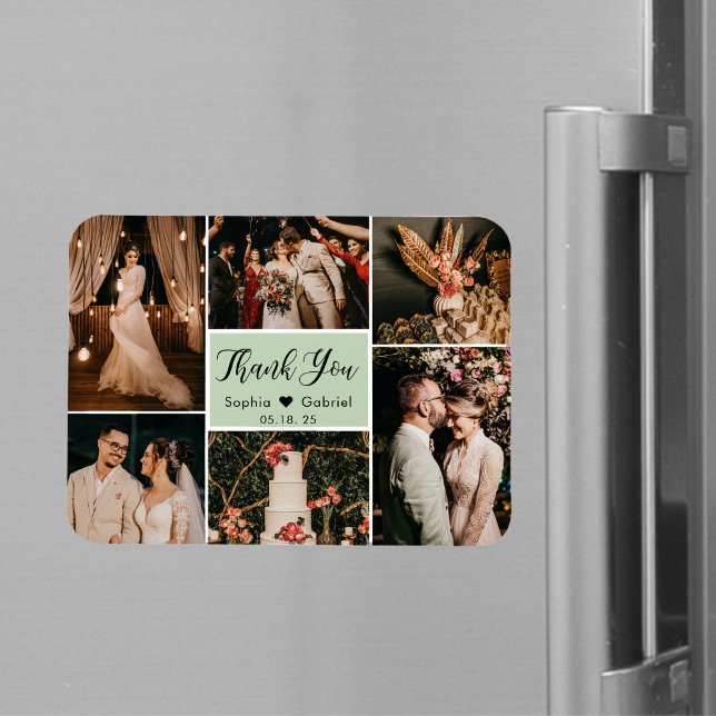 Magnet Flexible Élégant 6 Photo Collage Mariage Merci magnétique (Créateur téléchargé)