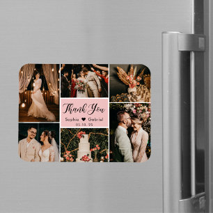 Magnet Flexible Élégant 6 Photo Collage Mariage Merci magnétique