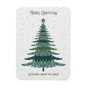 Magnet Flexible Elégant arbre de Noël Vert Blanc Personnalisé