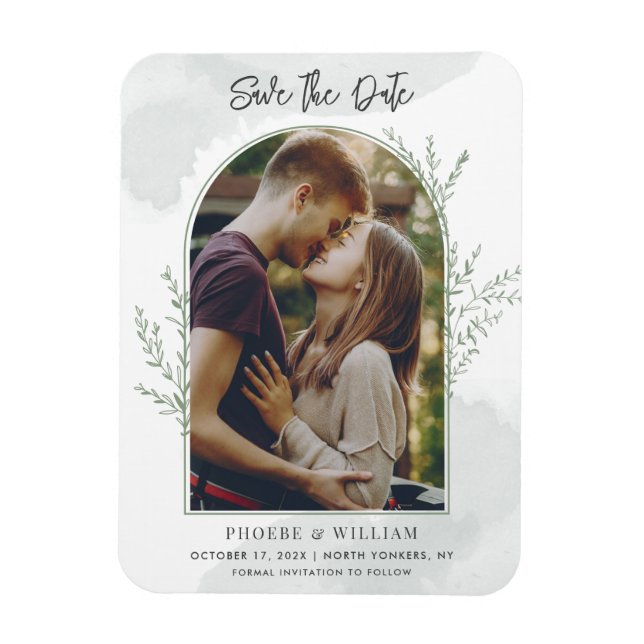 Magnet Flexible Élégant Arc Photo Script Mariage Enregistrer la da (Vertical)