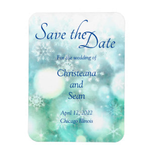 Magnet Flexible Elégant bleu vert étincelant Flocon de neige aquar