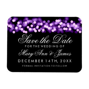 Magnet Flexible Élégant Enregistrer La Date Purple Hollywood Glam