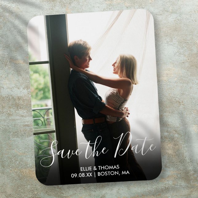 Magnet Flexible Élégant Enregistrer le Mariage photo du script de  (Elegant Save the Date Script Photo Wedding Magnet)