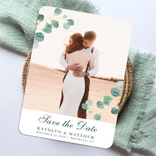 Magnet Flexible Elégant Eucalyptus Vert Économisez La Date Mariage