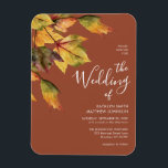 Magnet Flexible Élégant Faire-part de mariage de feuillage d'autom<br><div class="desc">Élégant Aimant Brown Autumn Foliage Mariage Mariage de automne Invitation Magnet. Invitation votre famille,  amis et collègues pour célébrer votre journée spéciale avec cet élégant,  élégant et moderne Magnet faire-part de mariage. Tous les textes sont pré-arrangés pour que vous personnalisiez facilement et rapidement avec vos propres détails.</div>