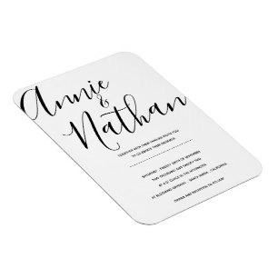 Magnet Flexible Élégant Faire-part de mariage minimaliste noir bla