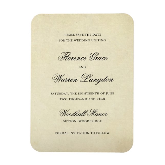 Magnet Flexible Élégant Faire-Part de Mariage Vintage (Vertical)