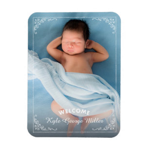 Magnet Flexible Elégant Faire-part de naissance d'accueil de cadre
