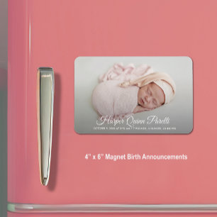 Magnet Flexible Élégant Faire-part de naissance photo de nouveau-n