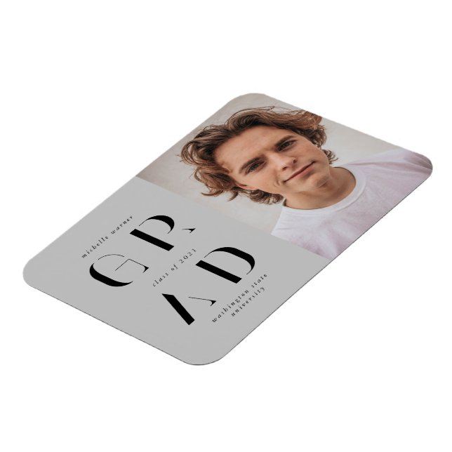 Magnet Flexible élégant faire-part moderne de graduation de script (Côté Gauche)