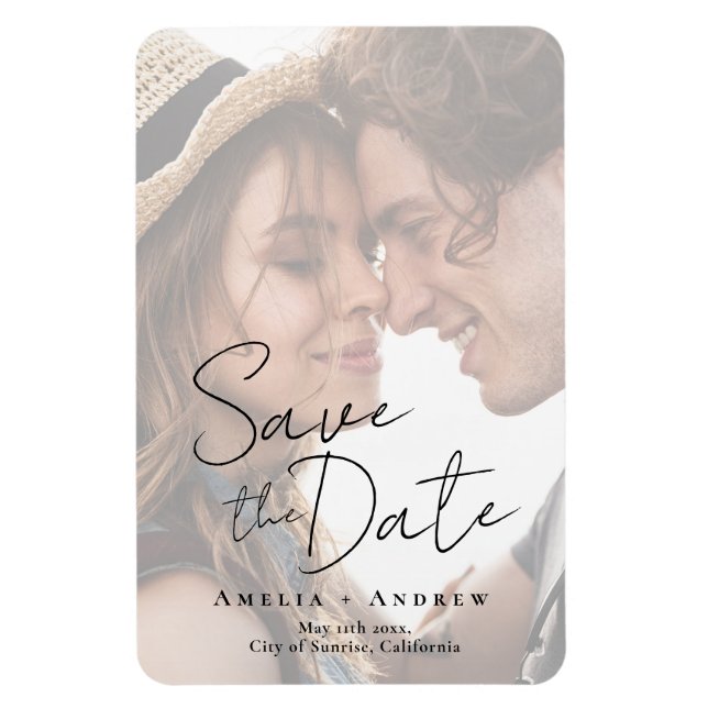 Magnet Flexible Élégant Fiançailles  de script de script de photo  (Vertical)