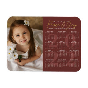 Magnet Flexible Elegant Gold PEACE et JOY 2022 Calendrier Photo