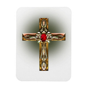 Magnet Flexible Elegant Gold & Ruby Cross