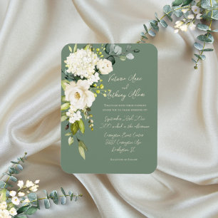 Magnet Flexible Elegant Green Floral Script Wedding Invitation