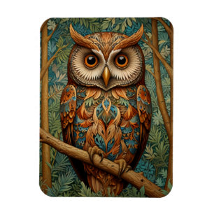 Magnet Flexible Élégant hibou rétro boho bohème bohème forêt verte