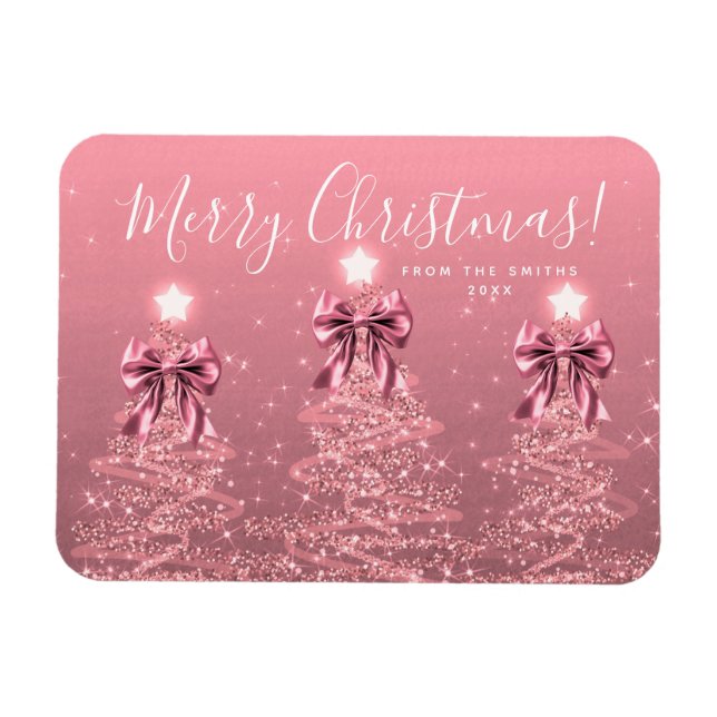 Magnet Flexible Elegant Holiday Blush Pink Christmas Trees  (Horizontal)