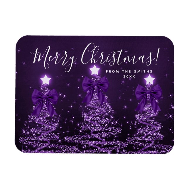 Magnet Flexible Elegant Holiday Purple Christmas Trees  (Horizontal)