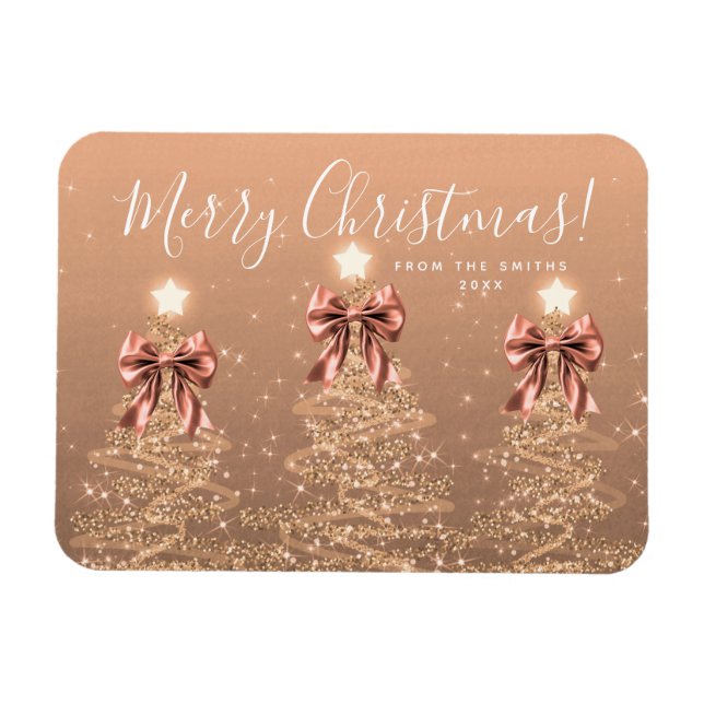 Magnet Flexible Elegant Holiday Rose Gold Christmas Trees  (Horizontal)