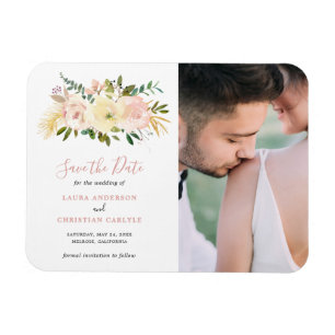 Magnet Flexible Élégant mariage floral rose pâle Enregistrer la da