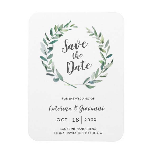 Magnet Flexible Élégant mariage rustique avec verdure Enregistrez  (Vertical)