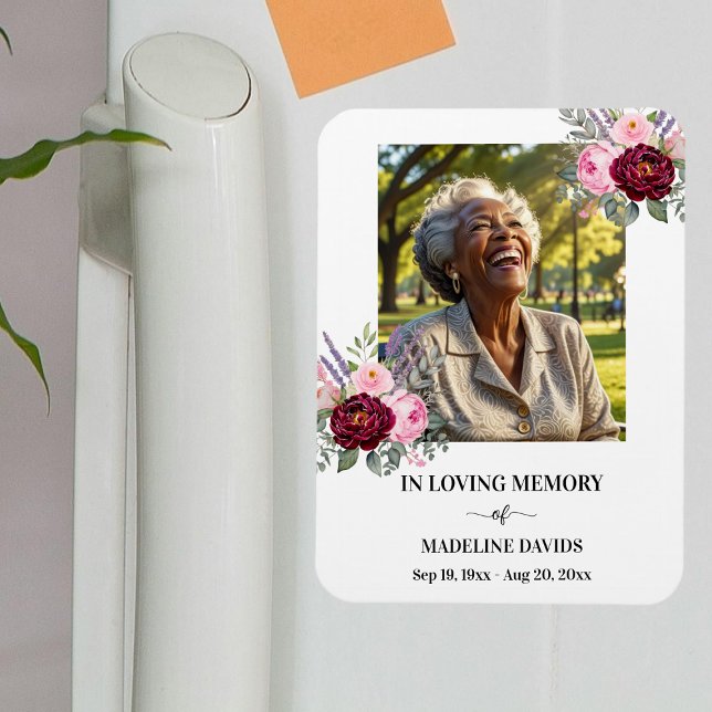 Magnet Flexible Elegant Memorial Photo Floral (Créateur téléchargé)