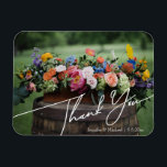 Magnet Flexible élégant merci écriture blanche mariage photo<br><div class="desc">élégant merci stylisé blanc écriture mariage photo aimant</div>