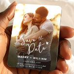 Magnet Flexible Elégant minimaliste mignon photo de couple enregis<br><div class="desc">Photo élégante pour le mariage enregistrer la date faire-part. Vous pouvez facilement remplacer votre photo dans enregistrer la carte magnétique de la date. Les Magnets cartes photos faire-part de mariage fiançailles. Carte d'événement budgétaire pour les souvenirs. Carte fiançailles simple et tendance à enregistrer la date. Vous voulez ce design sur...</div>