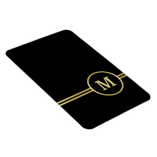 Magnet Flexible Élégant or Monogramme personnalisé sur noir
