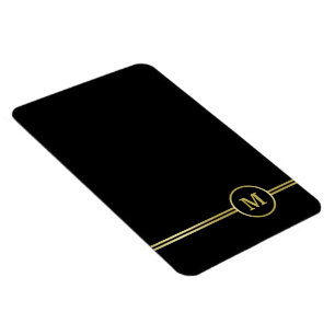 Magnet Flexible Élégant or Monogramme personnalisé sur noir