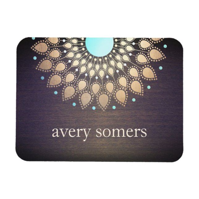 Magnet Flexible Elégant or Ornate Lotus Mandala Wood (Horizontal)