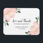 Magnet Flexible Elégant Printemps Floral Blush Rose Mariage Favori<br><div class="desc">Elégant aimant de mariage floral avec le message "Amour et Merci de partager notre journée spéciale!" ainsi que deux tulipes aquarelles peintes dans un rose vif romantique et un peu de verdure. Ces magnets vous remercient de faire des faveurs de mariage utiles et sont parfaits pour un mariage de printemps...</div>