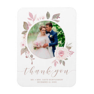 Magnet Flexible Elégant rose rose aquarelle Mariage floral photo