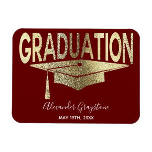 Magnet Flexible Élégant Rouge Or Enregistrer La Date Graduation