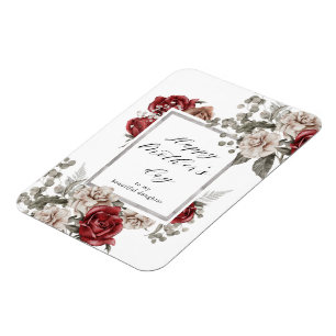 Magnet Flexible Elégant Rustic Red Roses Fête des Mères