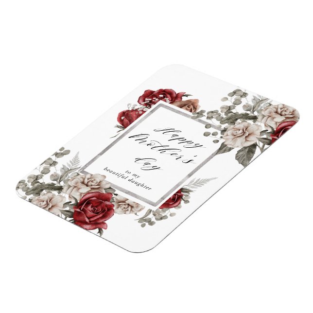 Magnet Flexible Elégant Rustic Red Roses Fête des Mères (Côté Gauche)