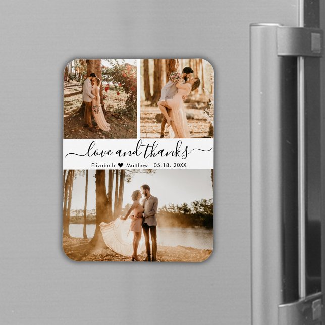 Magnet Flexible Élégant Script 3 Photo Collage Mariage Merci M (Créateur téléchargé)