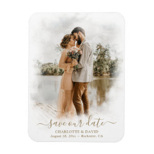 Magnet Flexible Élégant Script Mariage Photo Enregistrer notre dat