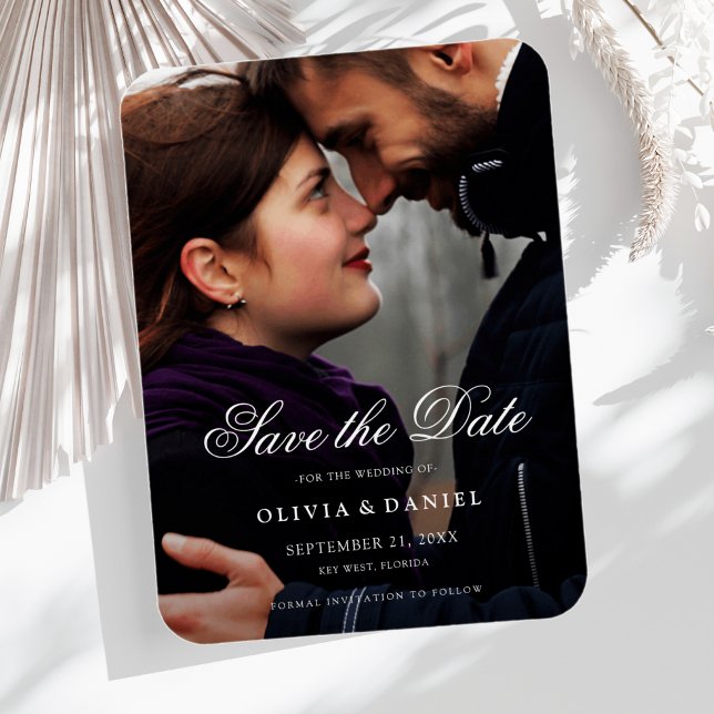 Magnet Flexible Élégant script photo personnalisée Enregistrer le  (Save the Date Photo Wedding Magnet)