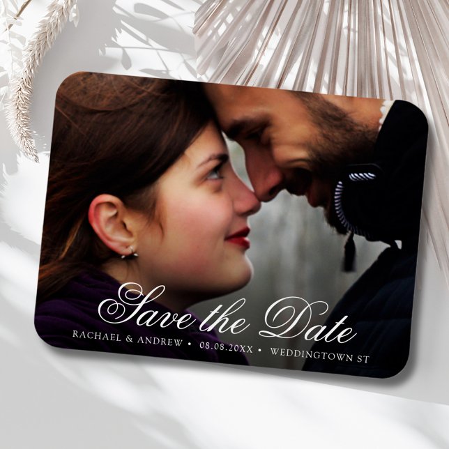 Magnet Flexible Élégant script photo personnalisée Enregistrer le  (Save the Date Wedding Photo Magnet)