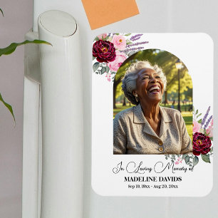 Magnet Flexible Élégant souvenir de deuil avec photo de pivoines 